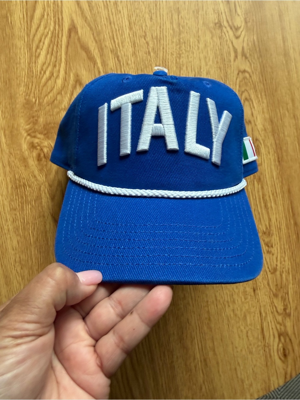 MAD Engine Royal Blue Hat with White Trim and Embroidered ITALY lettering.  NWT